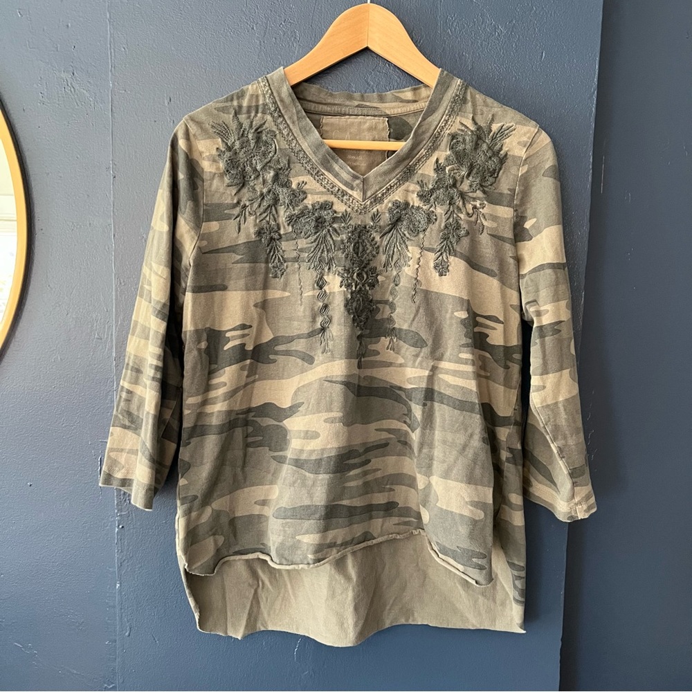Caite Camouflage Embroidered Women's Top